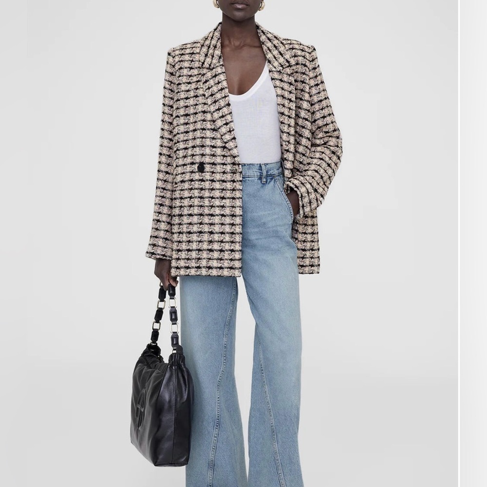 ANINE BING Multi Color Metallic Diana Tweed Blazer XXS Double Breasted​​​​​​ - Picture 2 of 16
